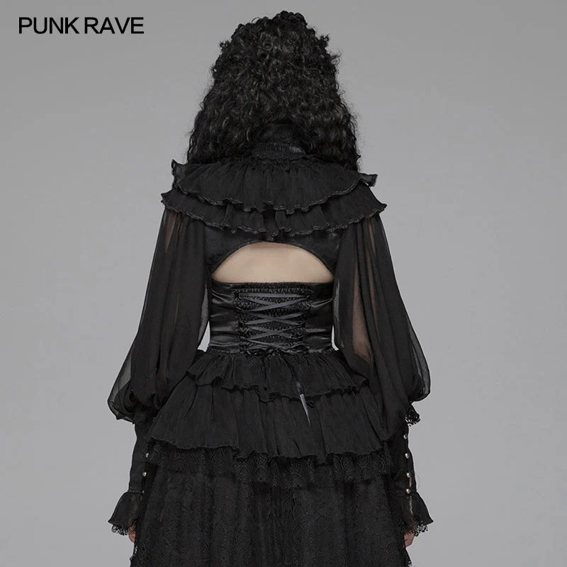 WLY-090 Lolita Big Puff Sleeve Stand Collar Long Sleeve Blouse - Image 3