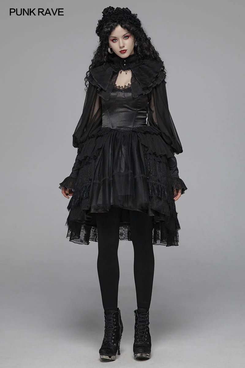 WLY-090 Lolita Big Puff Sleeve Stand Collar Long Sleeve Blouse - Image 6