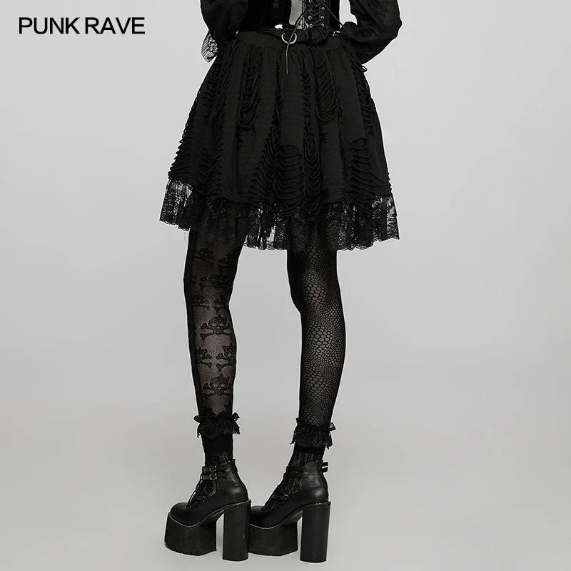 WLQ-101BQF Lolita ragged texture knitted skirt - Image 3