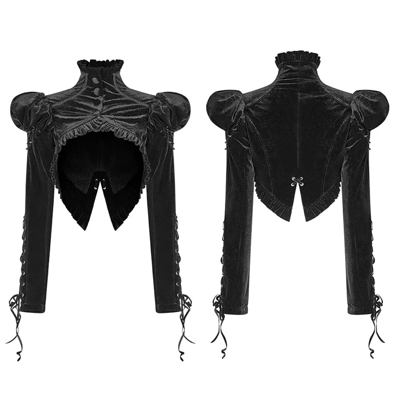 WY-1077 Lolita Standing Collar Bubble Sleeve Short Jacket - Image 4