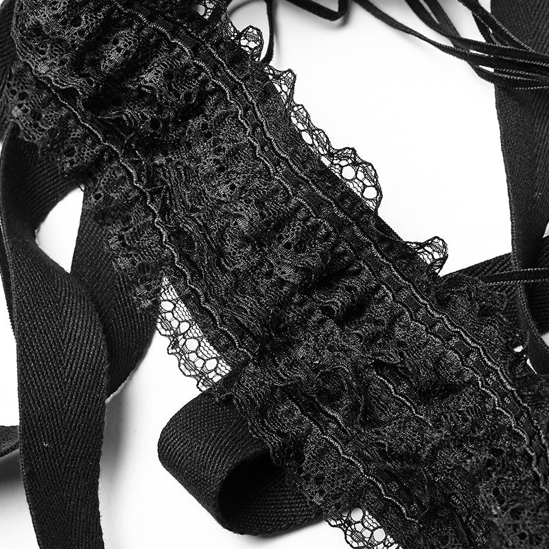 Q-289 Lolita Style Adjustable Banked Lace Pattern Bustle Gothic Dresses - Image 4