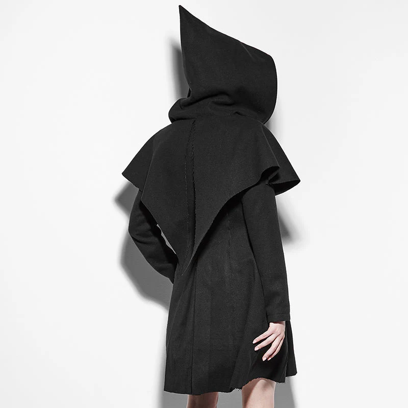 PY-160 Lolita Style black Skinny Zipper Women Gothic Coat With Hooded - Image 3