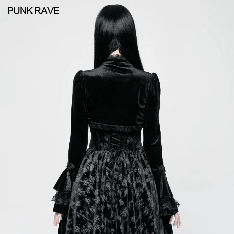 WLY-080 Lolita Style Bolero Exquisite Velvet Short Gothic Coat Wih Lace - Image 2