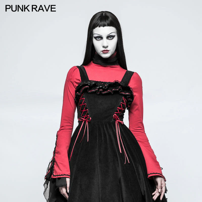 LT-009 Lolita Style High Neck Collar Lace Gothic Shirt With Palace Sleeves