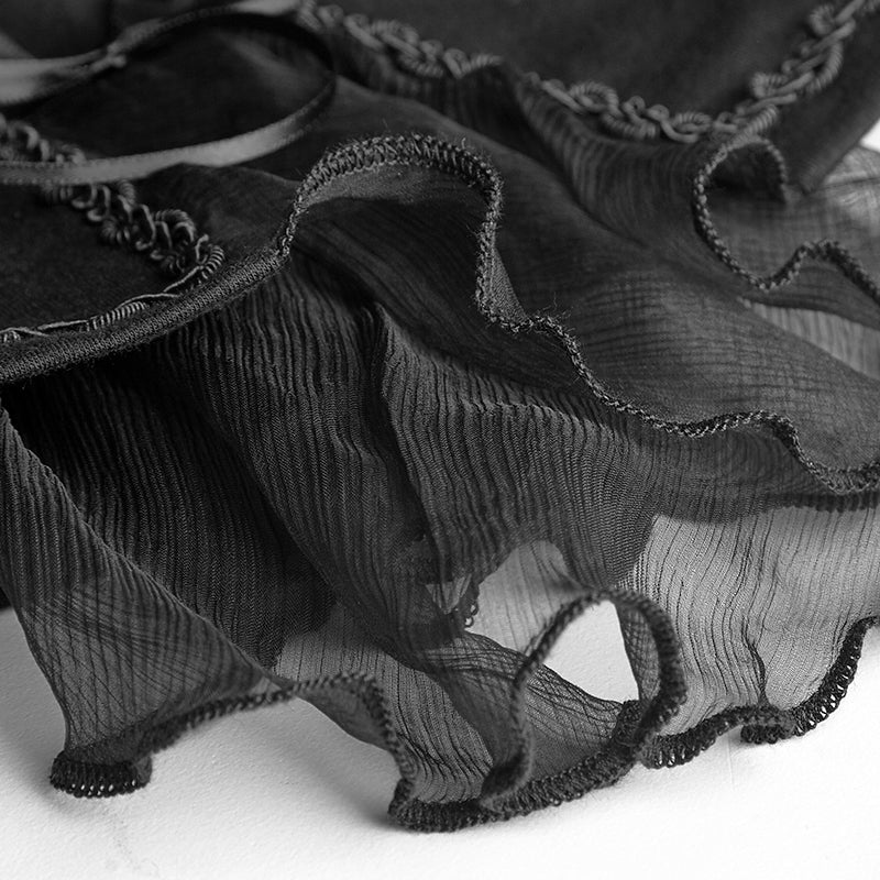 LT-009 Lolita Style High Neck Collar Lace Gothic Shirt With Palace Sleeves - Image 10