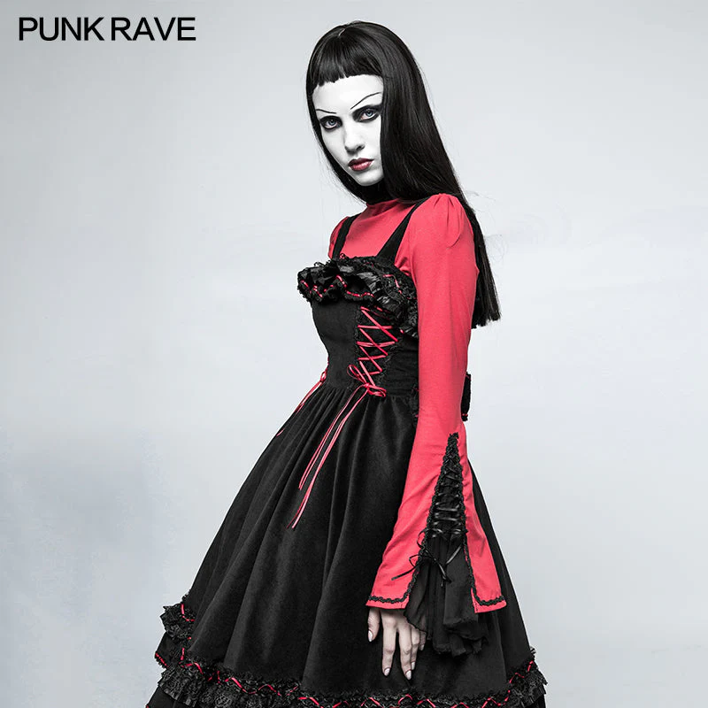 LT-009 Lolita Style High Neck Collar Lace Gothic Shirt With Palace Sleeves - Image 2