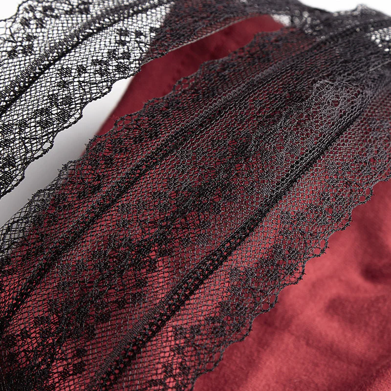 LT-009 Lolita Style High Neck Collar Lace Gothic Shirt With Palace Sleeves - Image 5