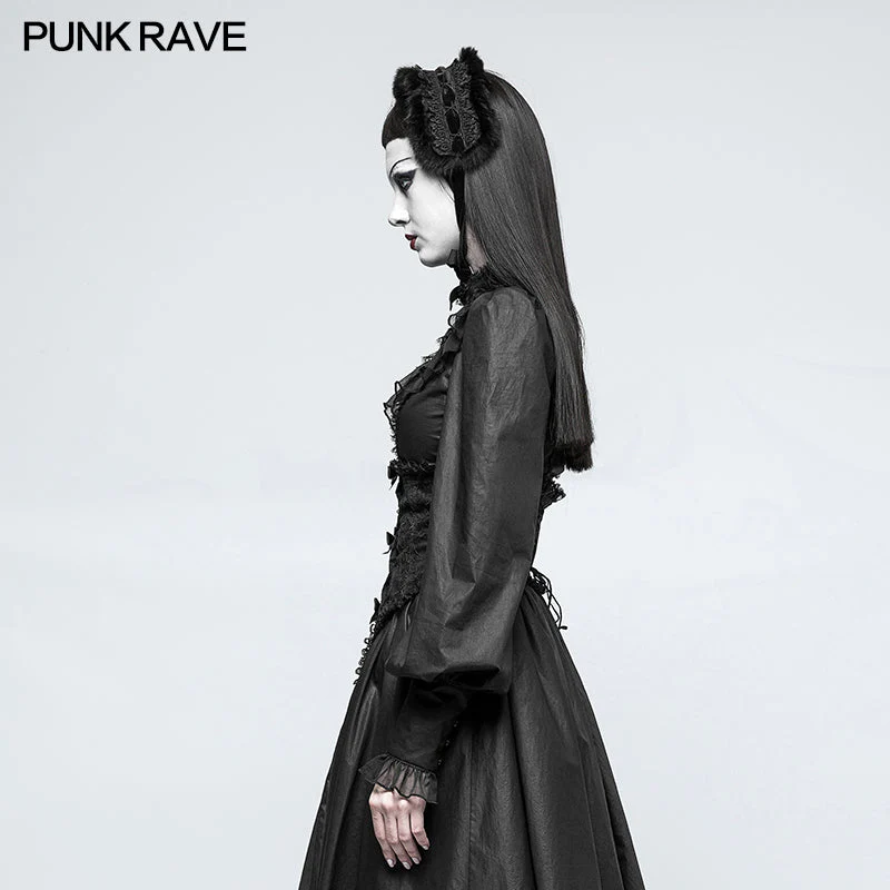 LY-063 Lolita Style Leg-of-mutton Sleeve Gothic Shirt With Lace Collar - Image 2