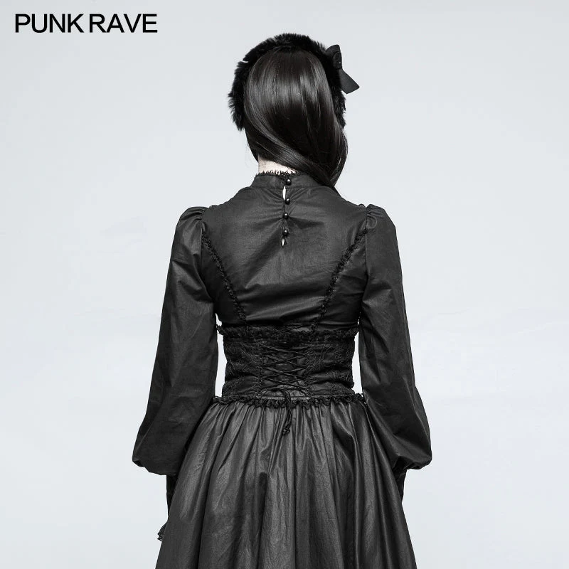 LY-063 Lolita Style Leg-of-mutton Sleeve Gothic Shirt With Lace Collar - Image 3