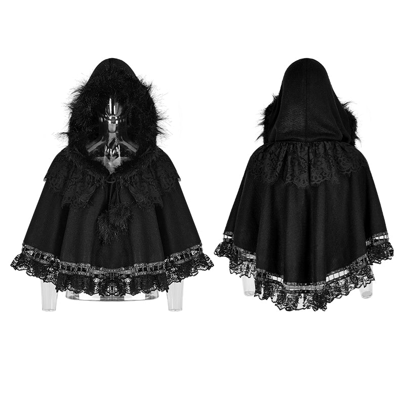 LM-002 Lolita Style Metal Wool Gothic Accessories Cloak Cape With Chains And Lace - Image 4