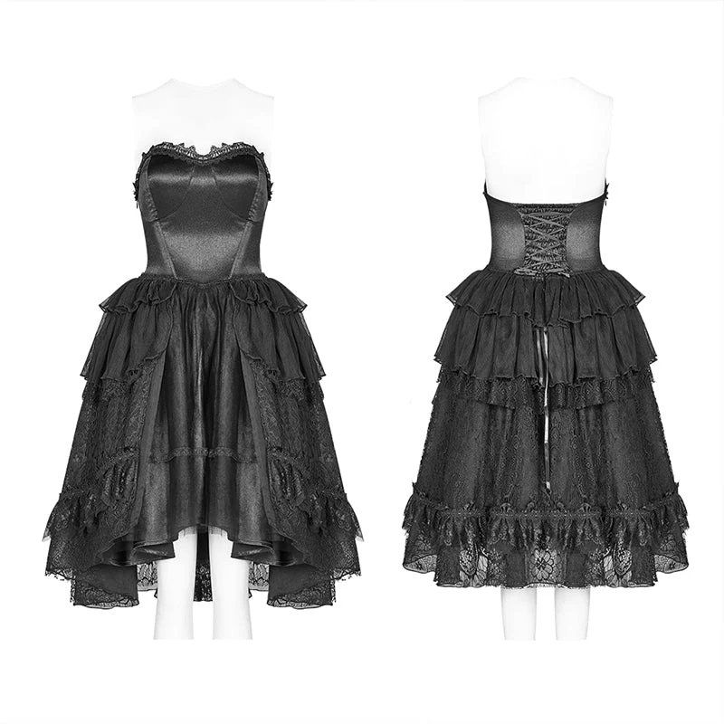WLQ-092 Lolita Sweetheart Neck Ruffles Irregular Lace Dress - Image 4