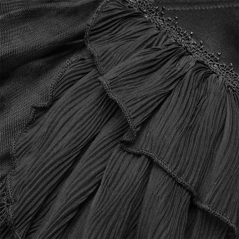 WLQ-092 Lolita Sweetheart Neck Ruffles Irregular Lace Dress - Image 5