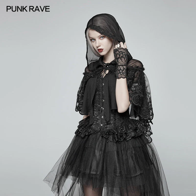 WLY-083 Lolita Transparent Lace Small Cloak With Hood - Image 2