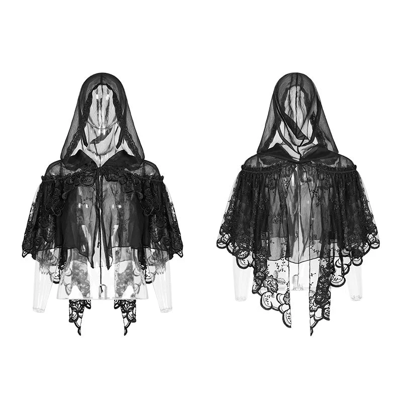 WLY-083 Lolita Transparent Lace Small Cloak With Hood - Image 5