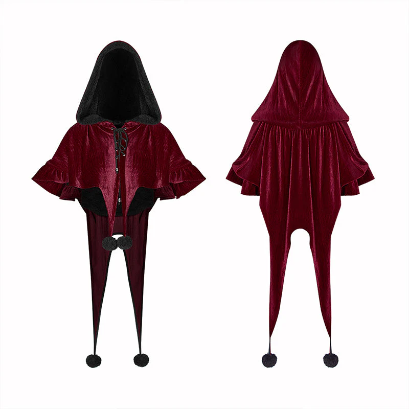 WLY-092 Lolita Velvet Short Hooded Loose Cloak With Cute Wooly Balls - Image 10