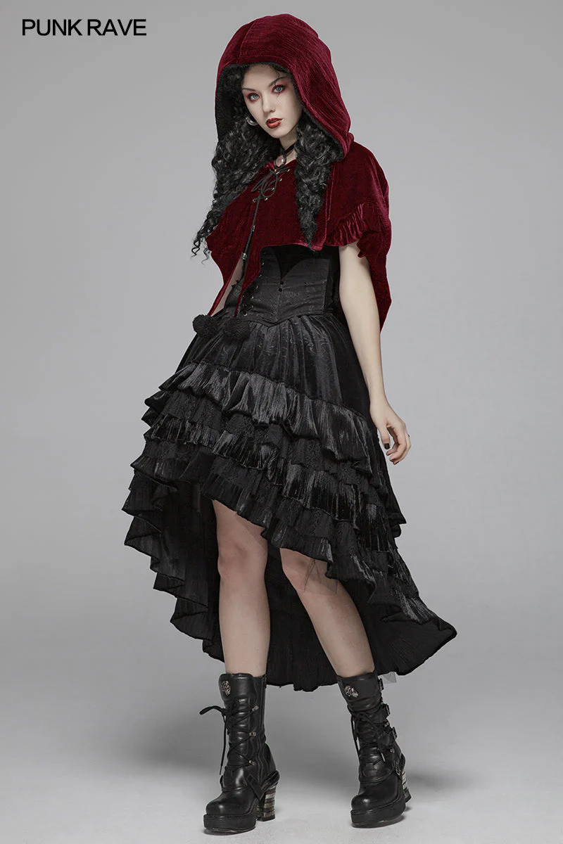 WLY-092 Lolita Velvet Short Hooded Loose Cloak With Cute Wooly Balls - Image 12