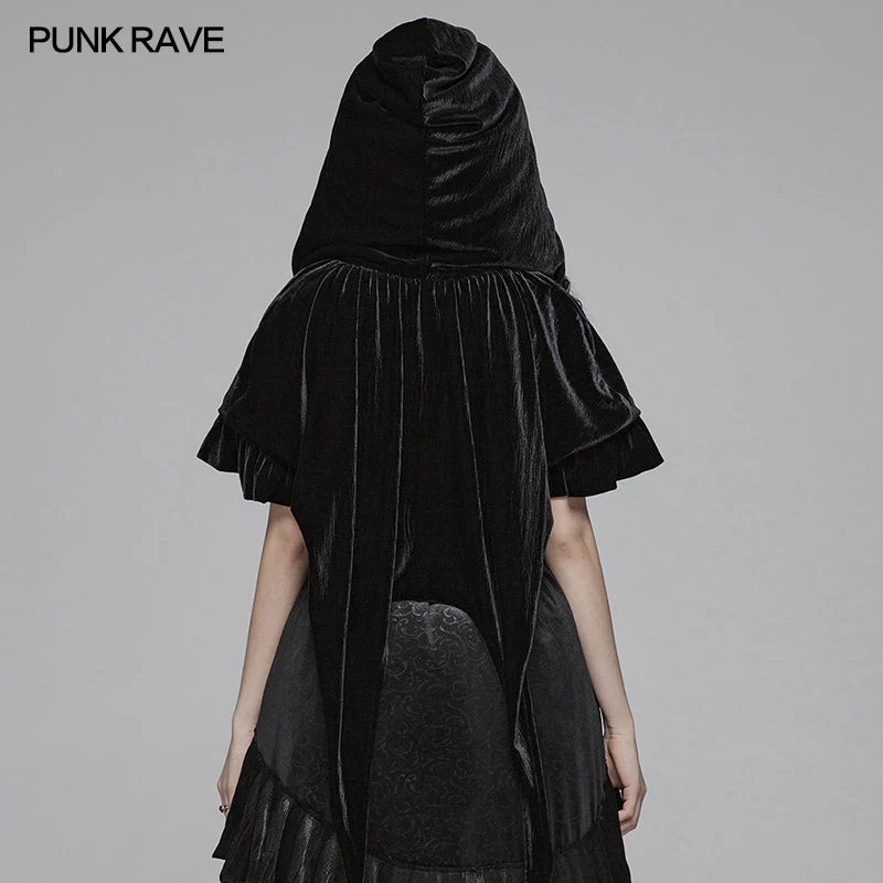 WLY-092 Lolita Velvet Short Hooded Loose Cloak With Cute Wooly Balls - Image 3