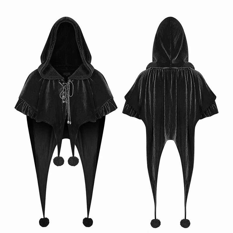 WLY-092 Lolita Velvet Short Hooded Loose Cloak With Cute Wooly Balls - Image 4