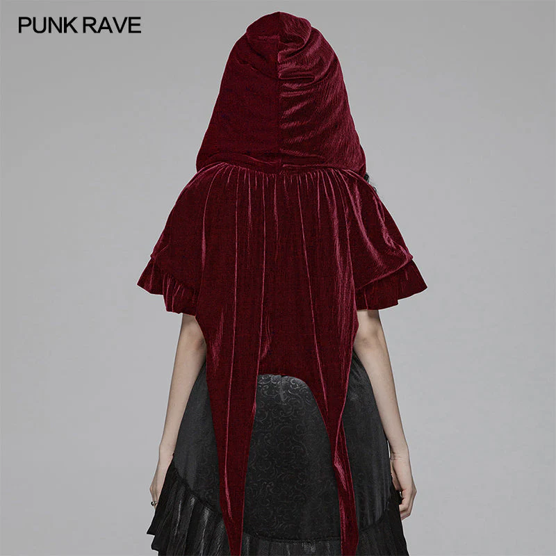 WLY-092 Lolita Velvet Short Hooded Loose Cloak With Cute Wooly Balls - Image 9