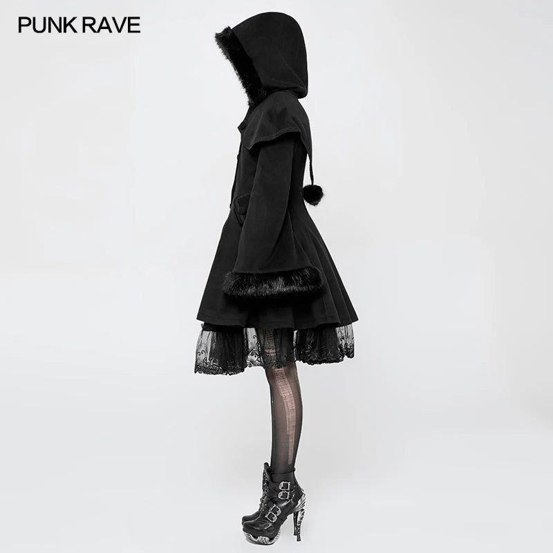 WLY-078 Lolita Woolen Medium-length Swallow Tail Gothic Coat - Image 2