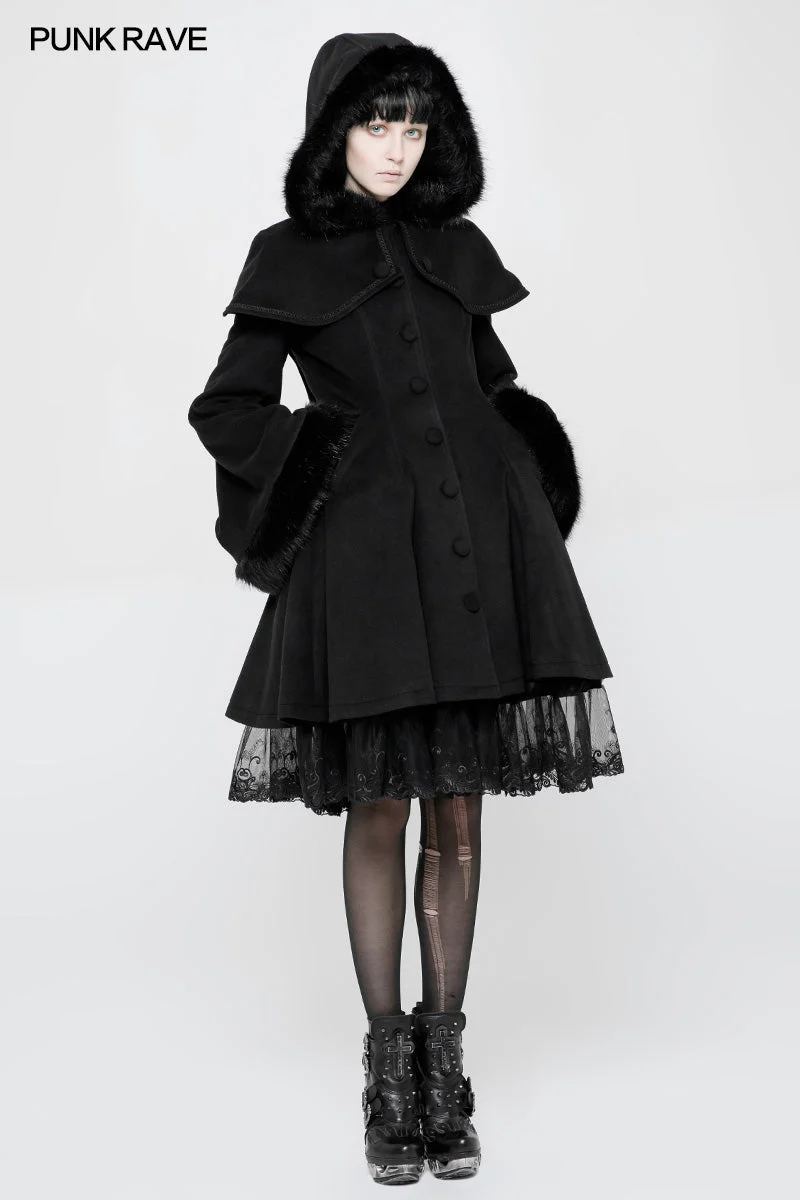 WLY-078 Lolita Woolen Medium-length Swallow Tail Gothic Coat - Image 6