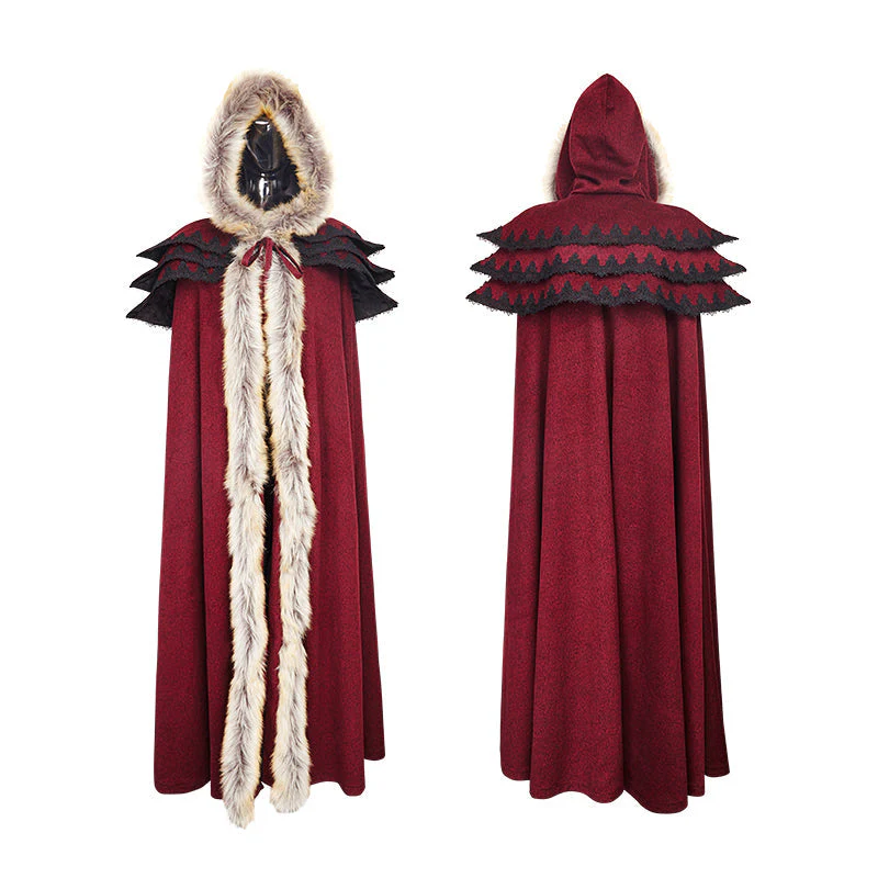 Y-673 Long Cloak Gothic Trench Coats With Excellent Wool Collar - Image 13