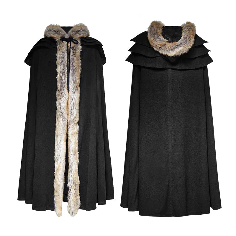 Y-673 Long Cloak Gothic Trench Coats With Excellent Wool Collar - Image 9