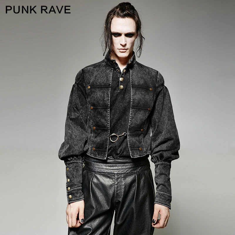 Y-703 Long Fake Two Pieces Punk Shirts For Gentlemen