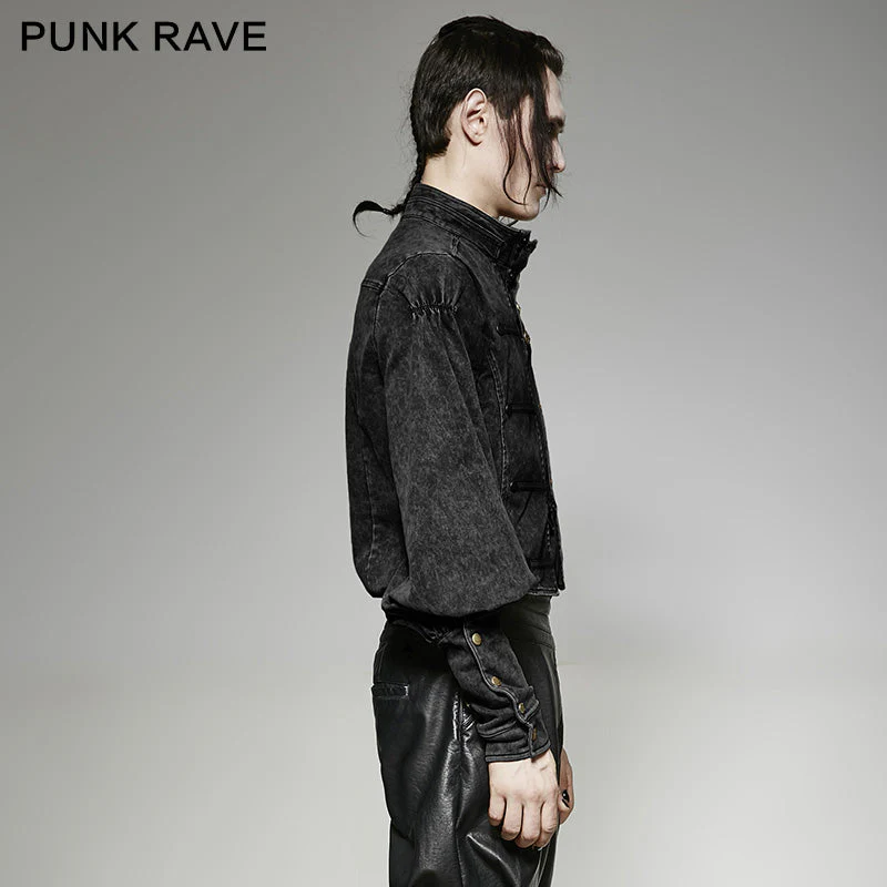 Y-703 Long Fake Two Pieces Punk Shirts For Gentlemen - Image 8