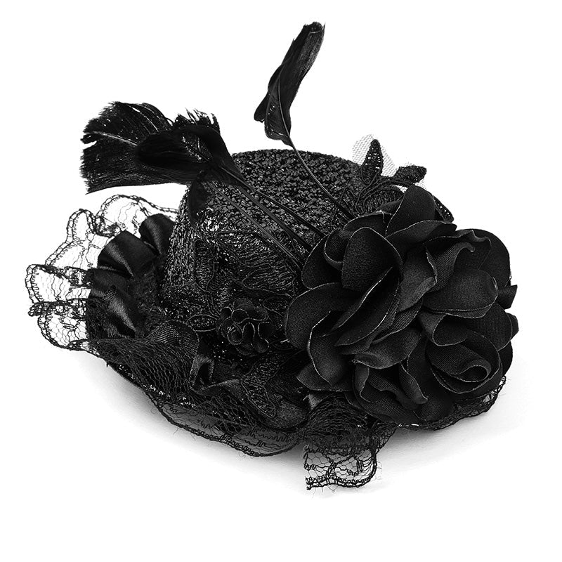 WLS-052 Lovely Gothic Accessory Soft Woven Flowers Lace Lolita Hat - Image 4