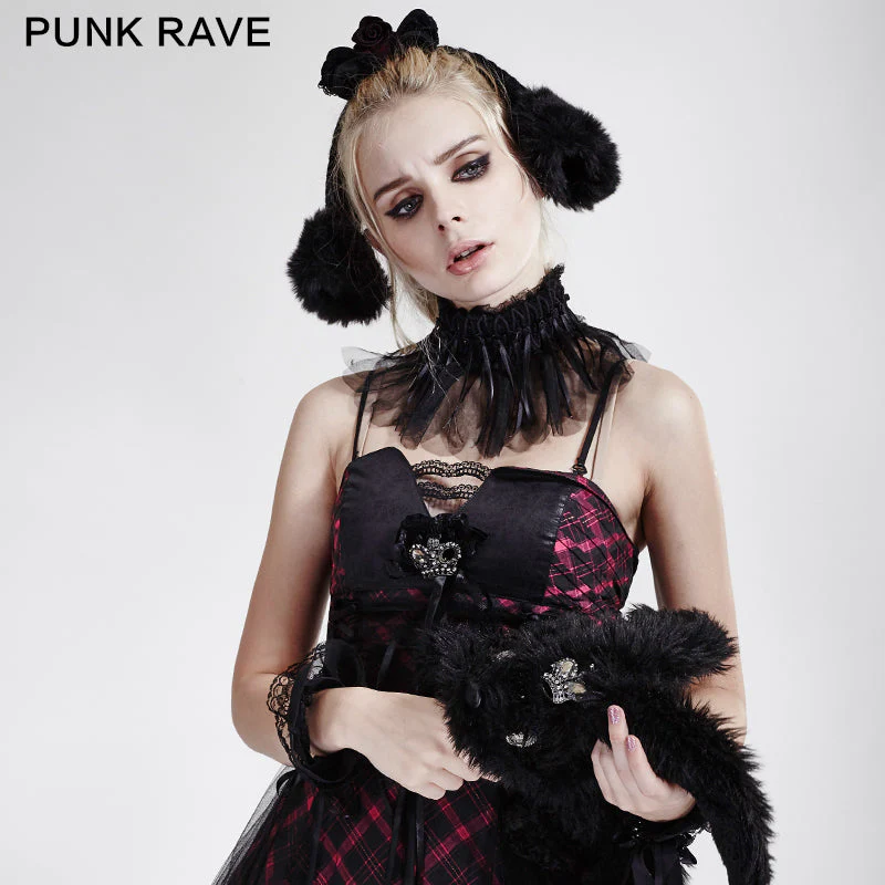 LS-043 Lovely Lolita Style Dual Lace Gothic Accessories Gloves Headdress And Neck Decoration - Image 2