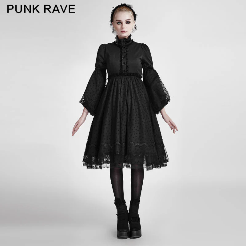 LQ-076 Lovely Puff Sleeves Lace Lolita Dress