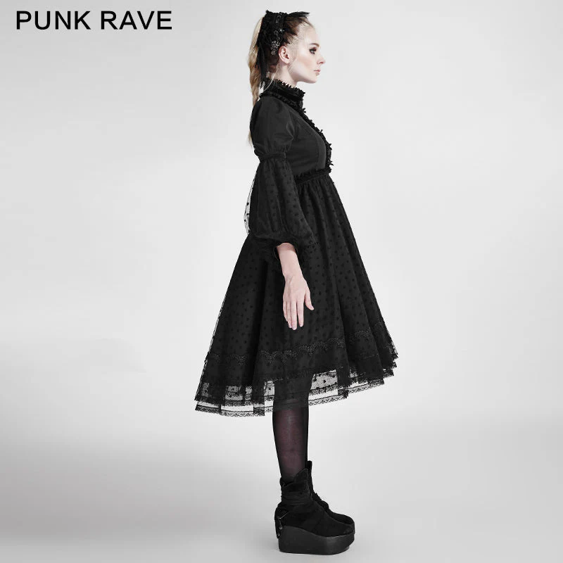 LQ-076 Lovely Puff Sleeves Lace Lolita Dress - Image 2