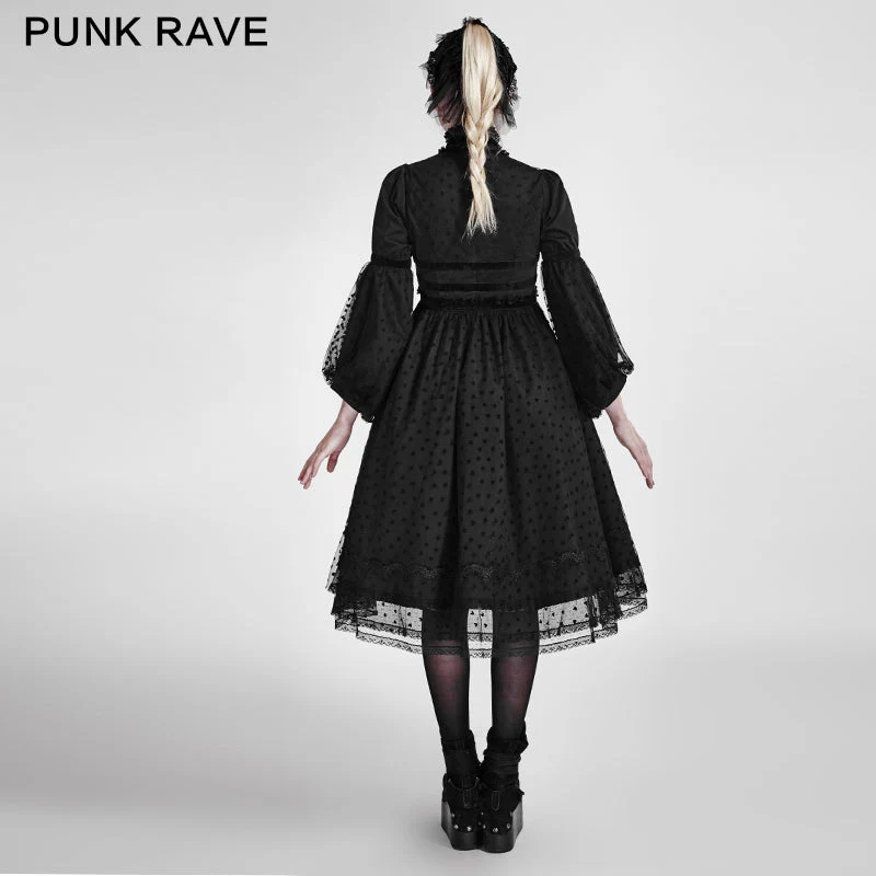LQ-076 Lovely Puff Sleeves Lace Lolita Dress - Image 3