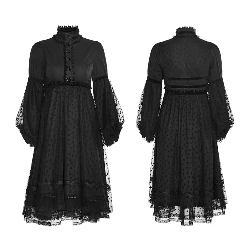 LQ-076 Lovely Puff Sleeves Lace Lolita Dress - Image 4