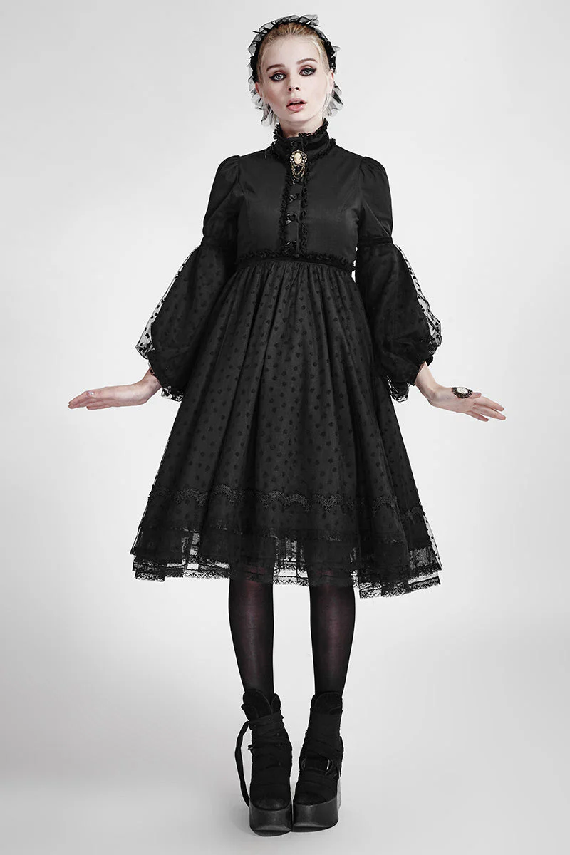 LQ-076 Lovely Puff Sleeves Lace Lolita Dress - Image 6