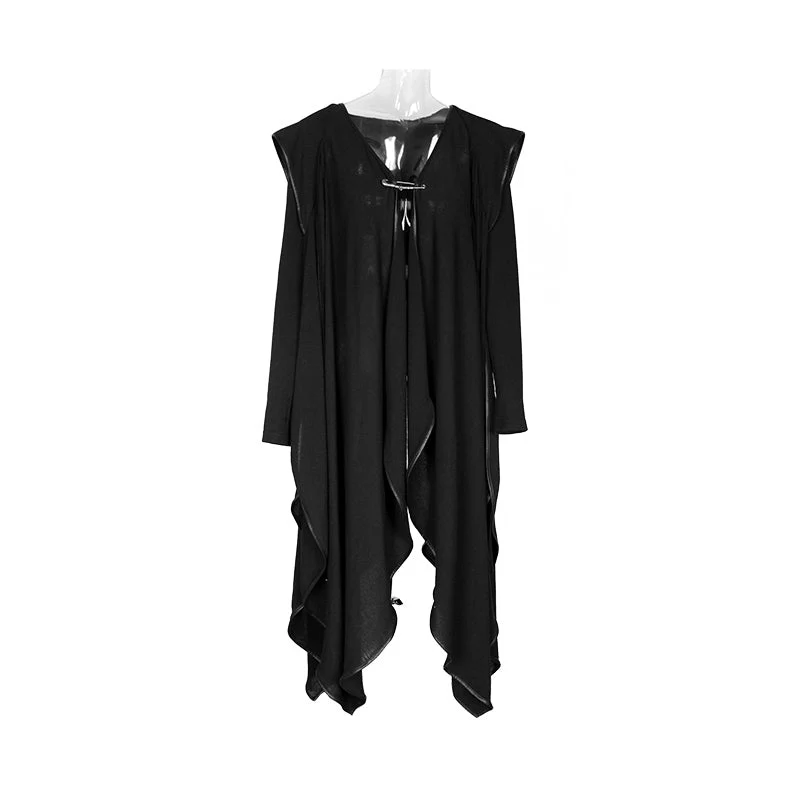 PY-134 Lovely Witch Gown Irregular Gothic Trench Coat With Hood - Image 4