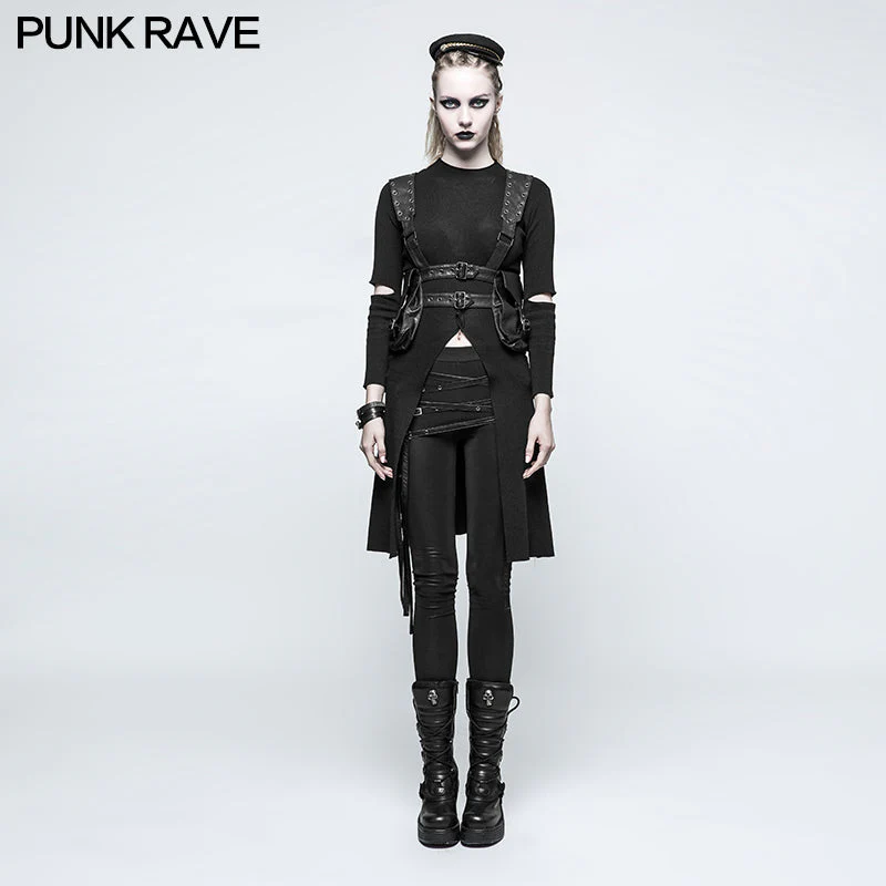 OPM-052 Mandarin Collar Slit Slim Punk Sweaters For Women - Image 3