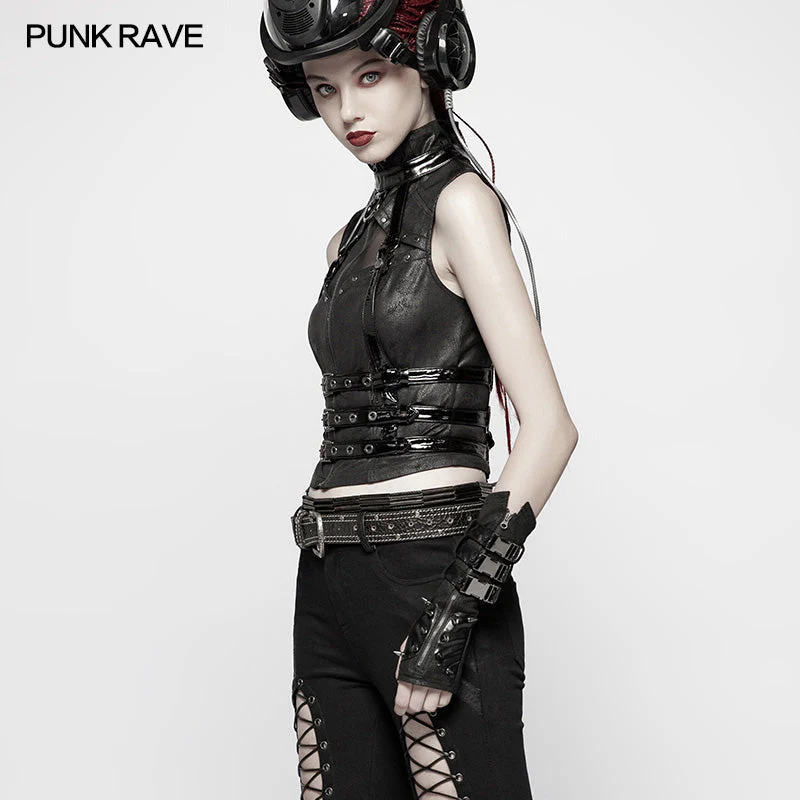 WS-278 Men And Women Diablo Assassin Punk Rivet Leather Buckles Gloves Arm Warmers - Image 2