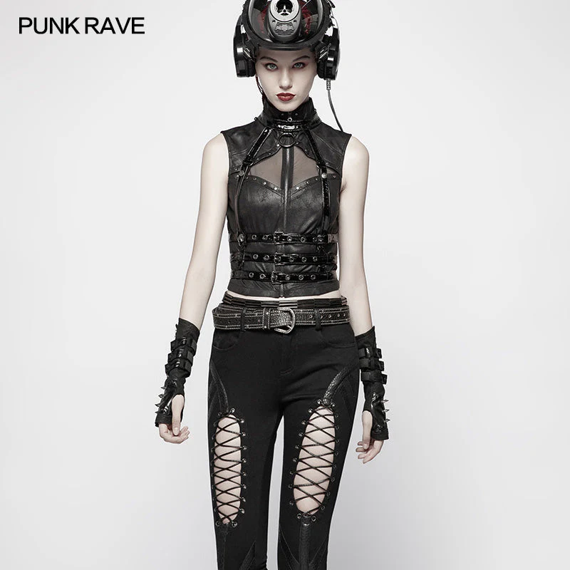 WS-278 Men And Women Diablo Assassin Punk Rivet Leather Buckles Gloves Arm Warmers - Image 3