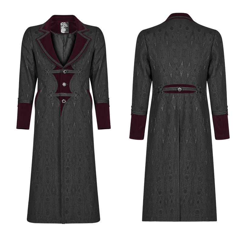 WY-1010 Men Goth Vampire Master Mid-length Jacket V-neck Long Sleeve Coat - Image 10