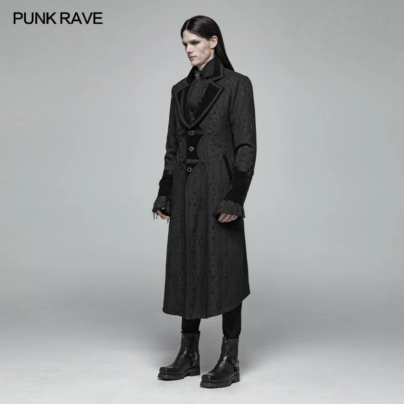 WY-1010 Men Goth Vampire Master Mid-length Jacket V-neck Long Sleeve Coat - Image 2