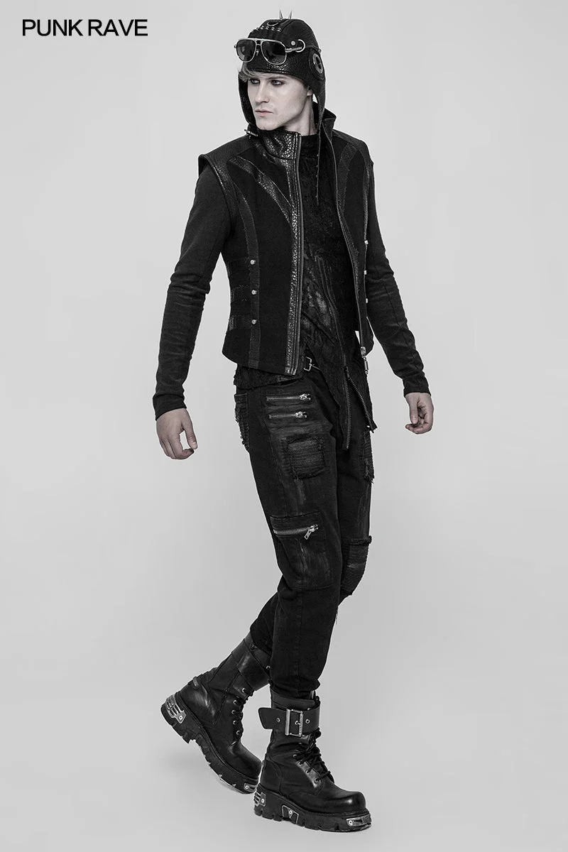 WK-339 Mens Punk Decadent Crack Personality Pants Hand-painted Trousers - Image 6