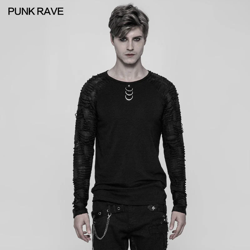 WT-524 Mens Raglan Sleeve Knit Punk T-shirt