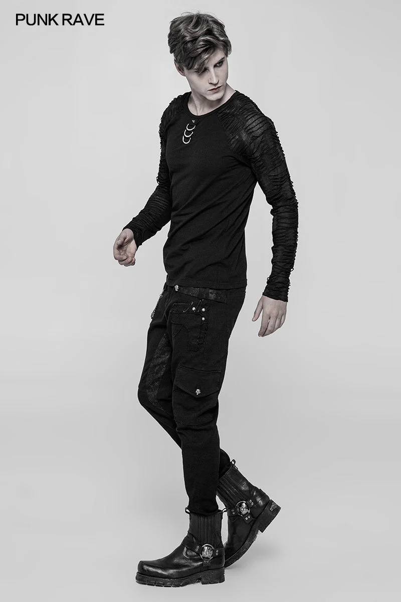 WT-524 Mens Raglan Sleeve Knit Punk T-shirt - Image 6