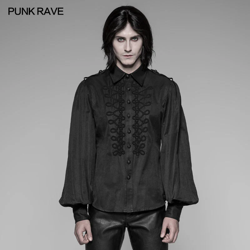 WY-914 Mens Vintage Long Sleeves Gothic Shirt With Chinese Disa Floret Design