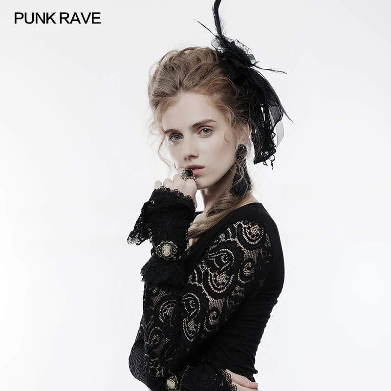 WS-242 Mesh Fabric Punk Accessory Lace Steampunk Glove - Image 3