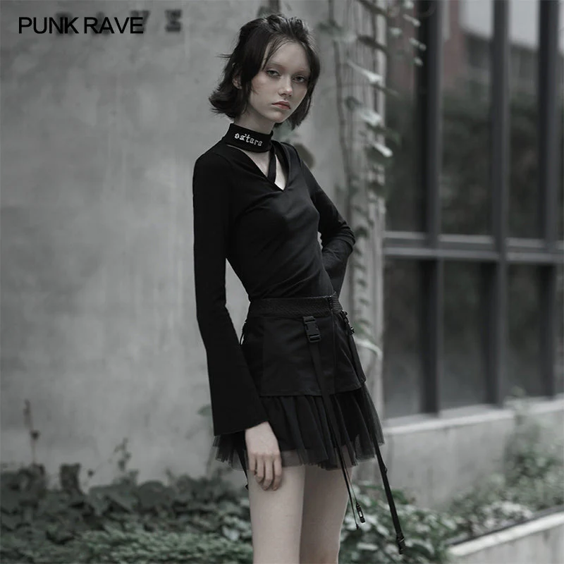 OPQ-608BQF Mesh patchwork high waist skirt - Image 2