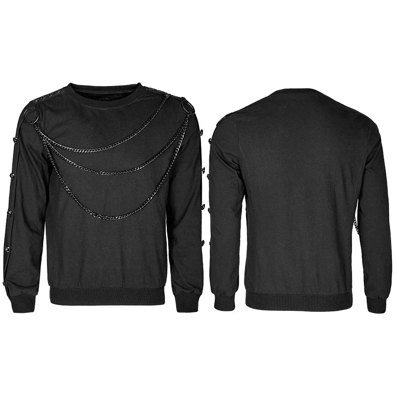 T-469 Military black Heavy Thin Long Sleeve Punk T-shirts - Image 4