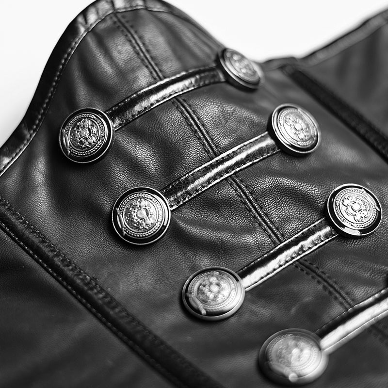S-184 Military Buttons And Zipper Modeling Leather Girdle Accessories - Image 5